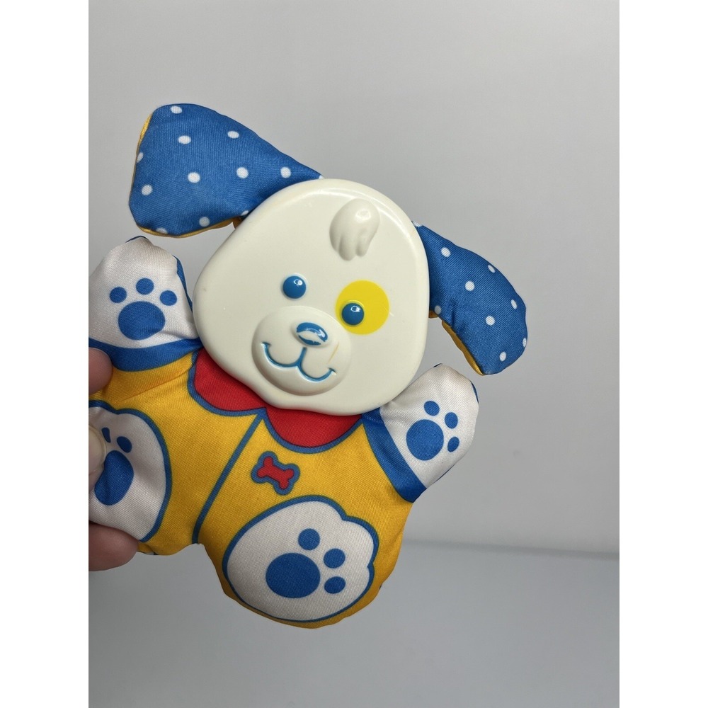 Vtg Fisher Price Dog Rattle Soft Plush Baby Toy 1990 Dog 1496 - Picture 3 of 5